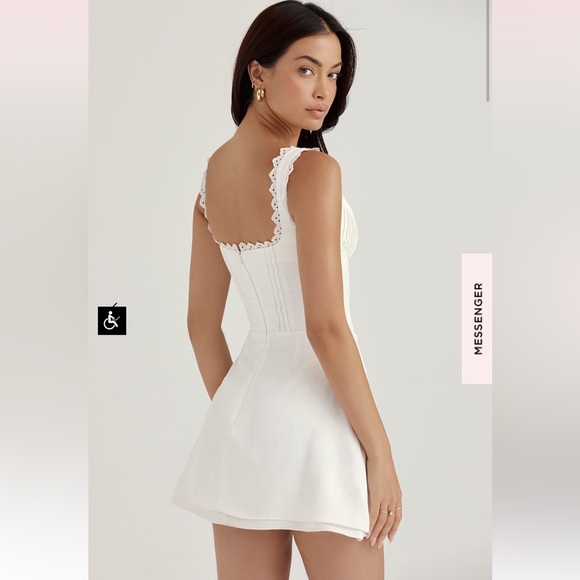 House Of CB White Tilly Pin Tuck Mini Dress feminine sexy girly fairy soft girl - Picture 7 of 16